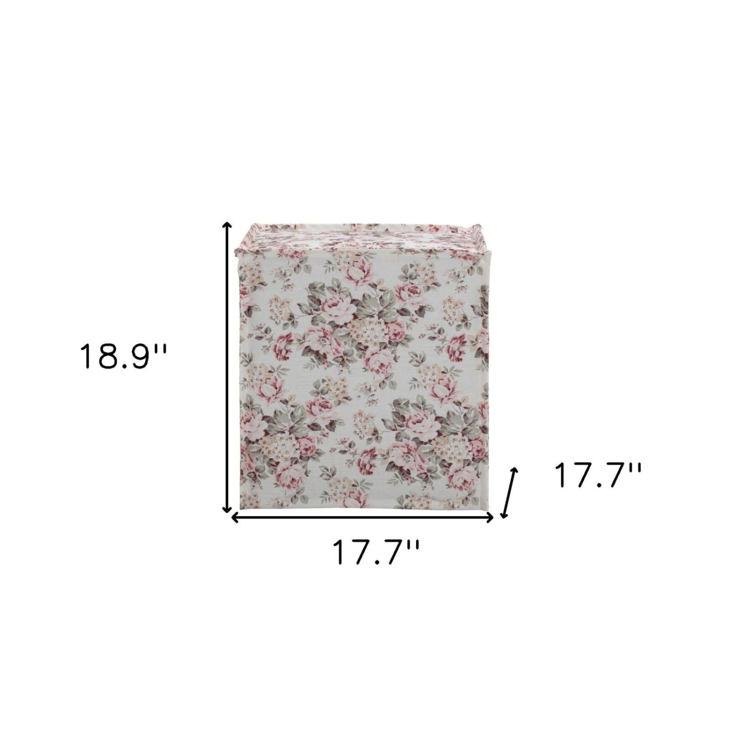 Homezia 18" Cottage Ivory And Pink 100% Linen Floral Ottoman 7 Homezia 18" Cottage Ivory And Pink 100% Linen Floral Ottoman - Image 5