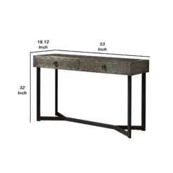 Rectangular Wooden Sofa Table With Metal Powder Coated Base, Gray And Black-Benzara 11 Rectangular Wooden Sofa Table With Metal Powder Coated Base, Gray And Black-Benzara -Home Furniture Shop 00a1e277b4ab492f9180ff278a26db13