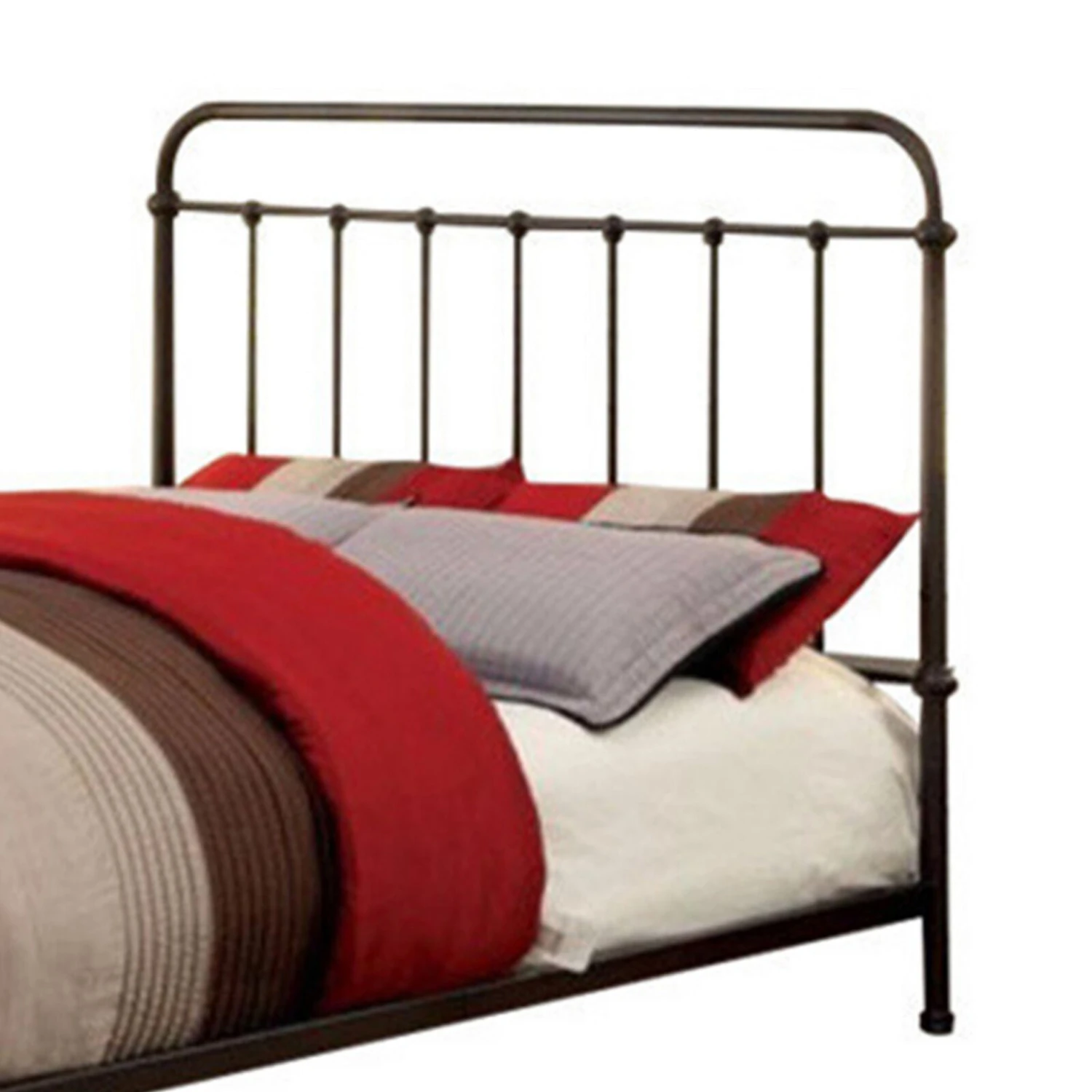 Metal Queen Size Platform Bed With Headboard & Footboard, Deep Bronze-Benzara 6 Metal Queen Size Platform Bed With Headboard & Footboard, Deep Bronze-Benzara - Image 4