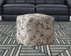 Homezia 17" Beige Flax Pouf Ottoman -Home Furniture Shop 019bf7a8e6b94dfa9f31f7068ee58ec9