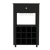 DEPOT E-SHOP Margh Bar Cart, Twelve Built-in Wine Rack, Drawer, Black -Home Furniture Shop 01ccc9c9e30c47ed87c7eace60aaeb0a