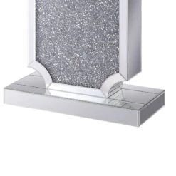 Wood And Mirror Console Table With Faux Crystal Accented Sculptural Pedestal Base, Clear-Benzara 10 Wood And Mirror Console Table With Faux Crystal Accented Sculptural Pedestal Base, Clear-Benzara -Home Furniture Shop 020527b8ff6a49f6a18097b73f26705d