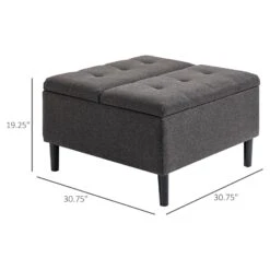 30" Storage Ottoman, Tufted Fabric Upholstered Square Coffee Table With Lift Top, Accent Footrest Footstool For Living Room, Dark Grey -Home Furniture Shop 021c01a25d164e65b67f2d9dd47fb120