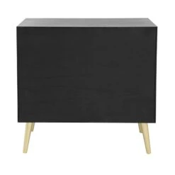 31 Inch Dresser Chest Cabinet, 3 Drawers, Woven Rattan, Modern, Black, Gold-Benzara -Home Furniture Shop 026417d0cd2f4c8780ec315fd26201db