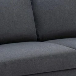 Gala Sofa, Smooth Dark Gray Linen Fabric, 2 Pillows, Black Solid Wood Frame-Benzara -Home Furniture Shop 02d374f5438e43c490491c9563a07e9a