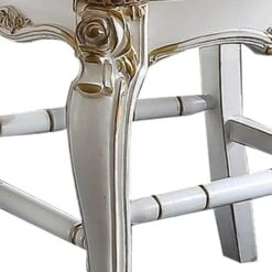 Leatherette Padded Counter Height Chair, Set Of 2, White And Beige-Benzara -Home Furniture Shop 03292d539a4d4ac9abb8ae26ef712f9e