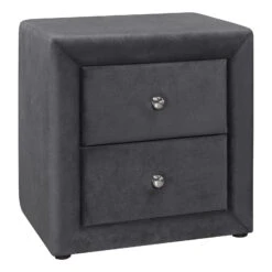 Monarch Specialties I 5607 Bedroom Accent, Nightstand, End, Side, Lamp, Storage Drawer, Bedroom, Upholstered, Velvet, Grey, Transitional