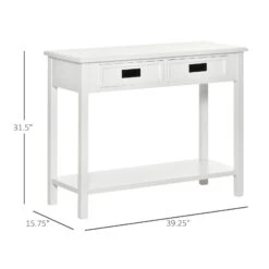 Console Table With 2 Storage Drawers And Open Shelf, Modern Sofa Table For Hallway, Living Room, Or Bedroom, White -Home Furniture Shop 049a80235cc241ae803c554a5d0d1899