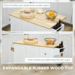 Kitchen Island With Drop Leaf, Rolling Kitchen Cart On Wheels With 3 Drawers, Cabinet, Natural Wood Top, Spice Rack And Towel Rack, White 12 Kitchen Island With Drop Leaf, Rolling Kitchen Cart On Wheels With 3 Drawers, Cabinet, Natural Wood Top, Spice Rack And Towel Rack, White -Home Furniture Shop 068cff4279c348998cf93c4508b9dacc