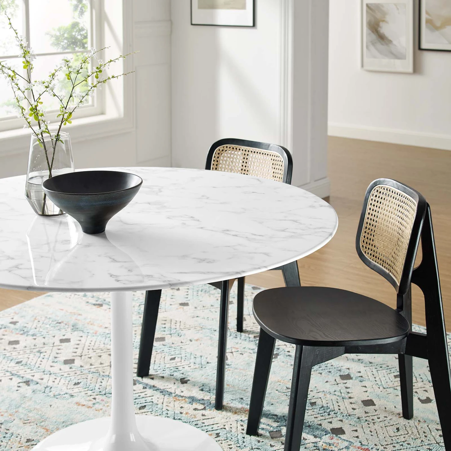 Modway - Lippa 48" Round Artificial Marble Dining Table White 7 Modway - Lippa 48" Round Artificial Marble Dining Table White - Image 5