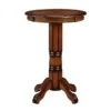 Ava 42 Inch Wood Pub Bar Table, Sunburst Design, Carved Pedestal, Brown-Benzara -Home Furniture Shop 073f90fb593c4ab48587a7900712dfa6