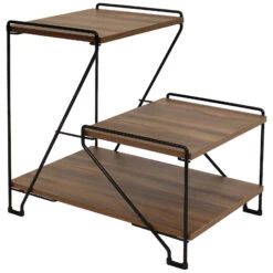 Sunnydaze Decor Sunnydaze Indoor 3-Tiered Wire Accent Table With Faux Woodgrain Tabletops