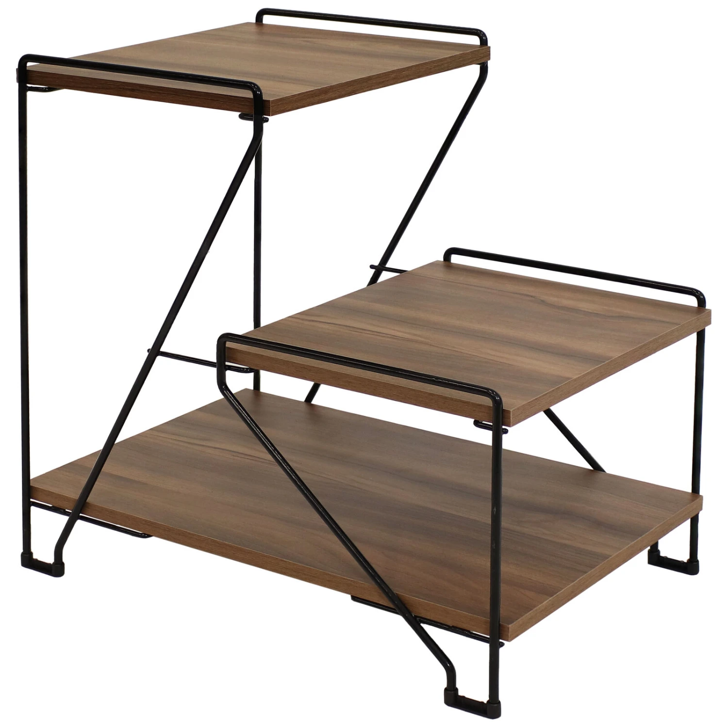 Sunnydaze Decor Sunnydaze Indoor 3-Tiered Wire Accent Table With Faux Woodgrain Tabletops 3 Sunnydaze Decor Sunnydaze Indoor 3-Tiered Wire Accent Table With Faux Woodgrain Tabletops