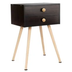 Hivago Mid Century Modern 2 Drawers Nightstand In Natural -Home Furniture Shop 0909c8a8ec8346ee898a2e222bcc51aa