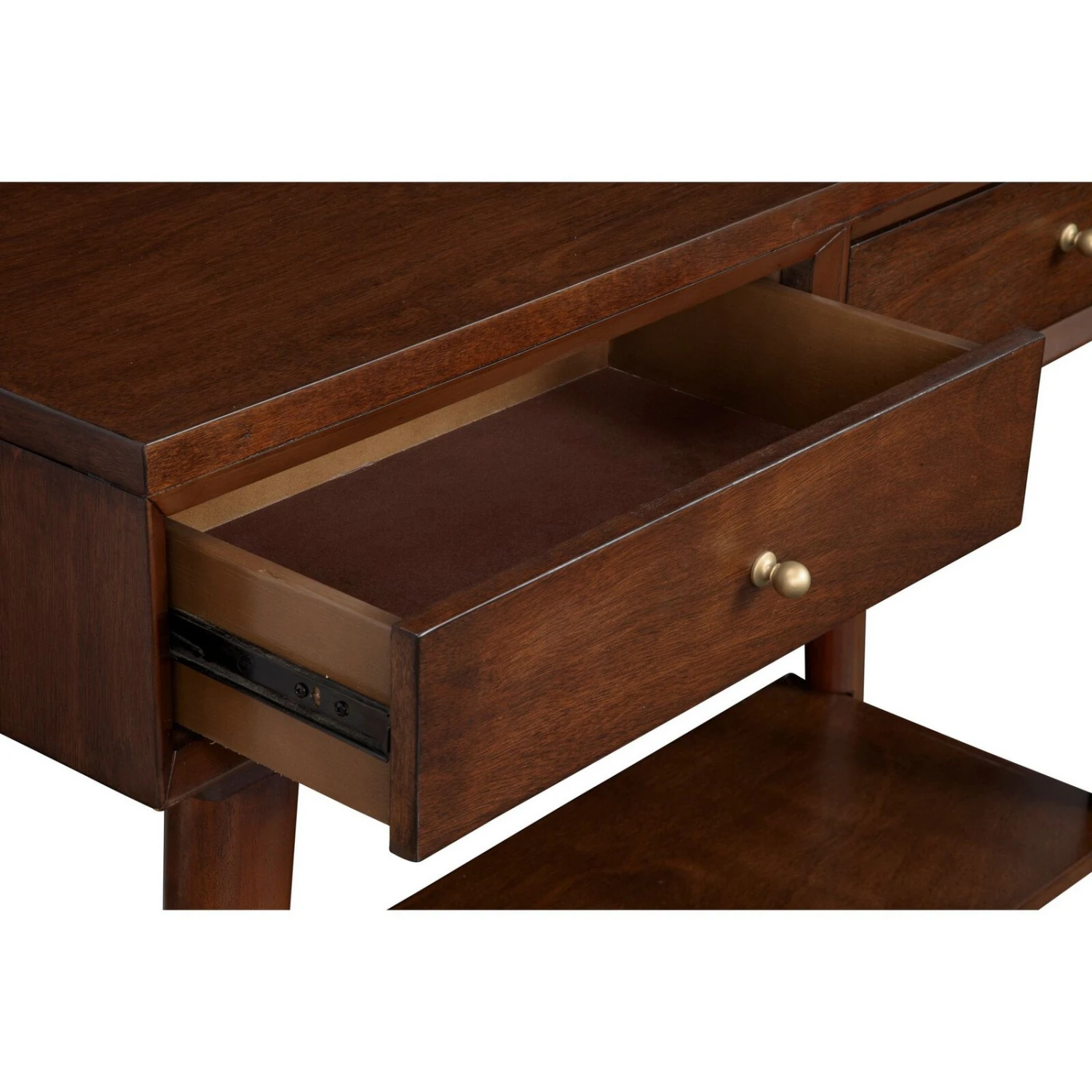 Console Table With 2 Drawers And Angled Legs, Walnut Brown-Benzara 4 Console Table With 2 Drawers And Angled Legs, Walnut Brown-Benzara - Image 2