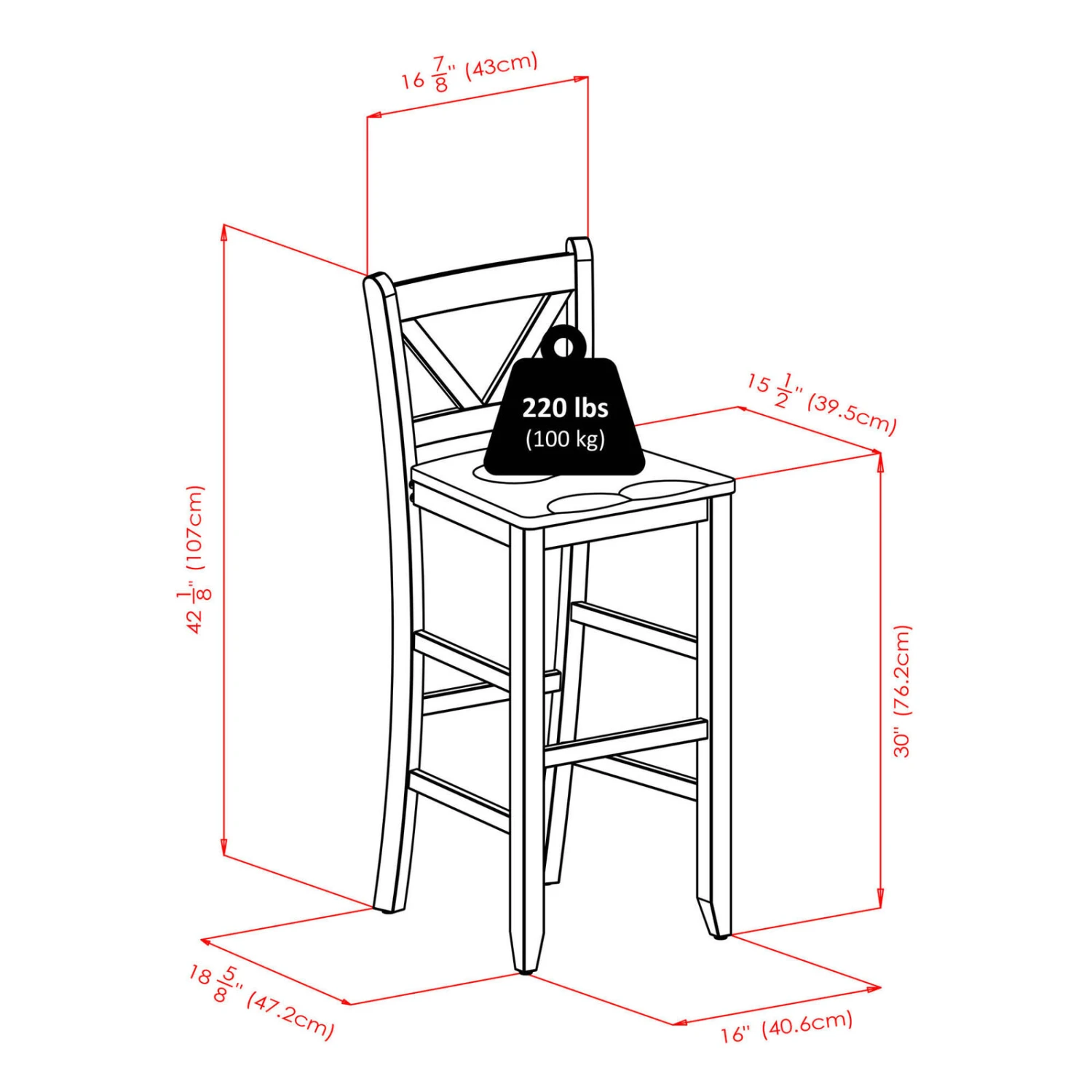 Winsome Parkland 3-Pc High Table With 2 Bar V-Back Stools 5 Winsome Parkland 3-Pc High Table With 2 Bar V-Back Stools - Image 3