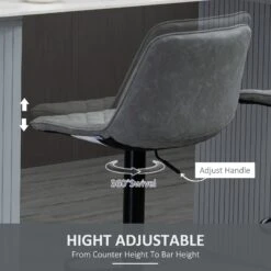 Bar Stools, Bar Stools With Backs, Foot Rest, Round Base And Soft Upholstery For Kitchen, Bar, Swivel Bar Stools, Grey -Home Furniture Shop 0b2e206963834adaba291c0d7e7d1d5f