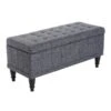 Large 42" Tufted Linen Fabric Ottoman Storage Bench With Soft Close Lid For Living Room, Entryway, Or Bedroom, Dark Heather Grey -Home Furniture Shop 0b5c136383ae4c81a8b4ba87b9d56e0c