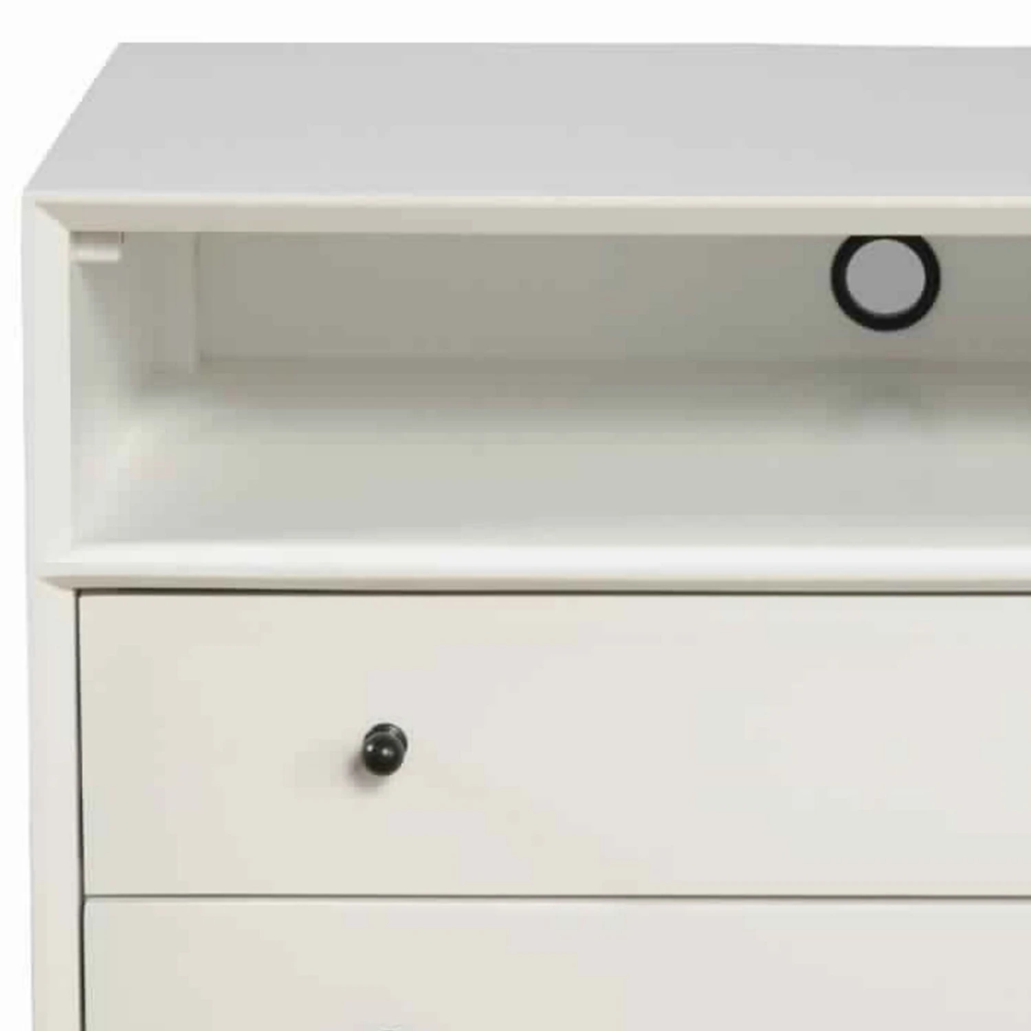 2 Drawer Wooden Nightstand With Open Compartment And Splayed Legs, White-Benzara 6 2 Drawer Wooden Nightstand With Open Compartment And Splayed Legs, White-Benzara - Image 4