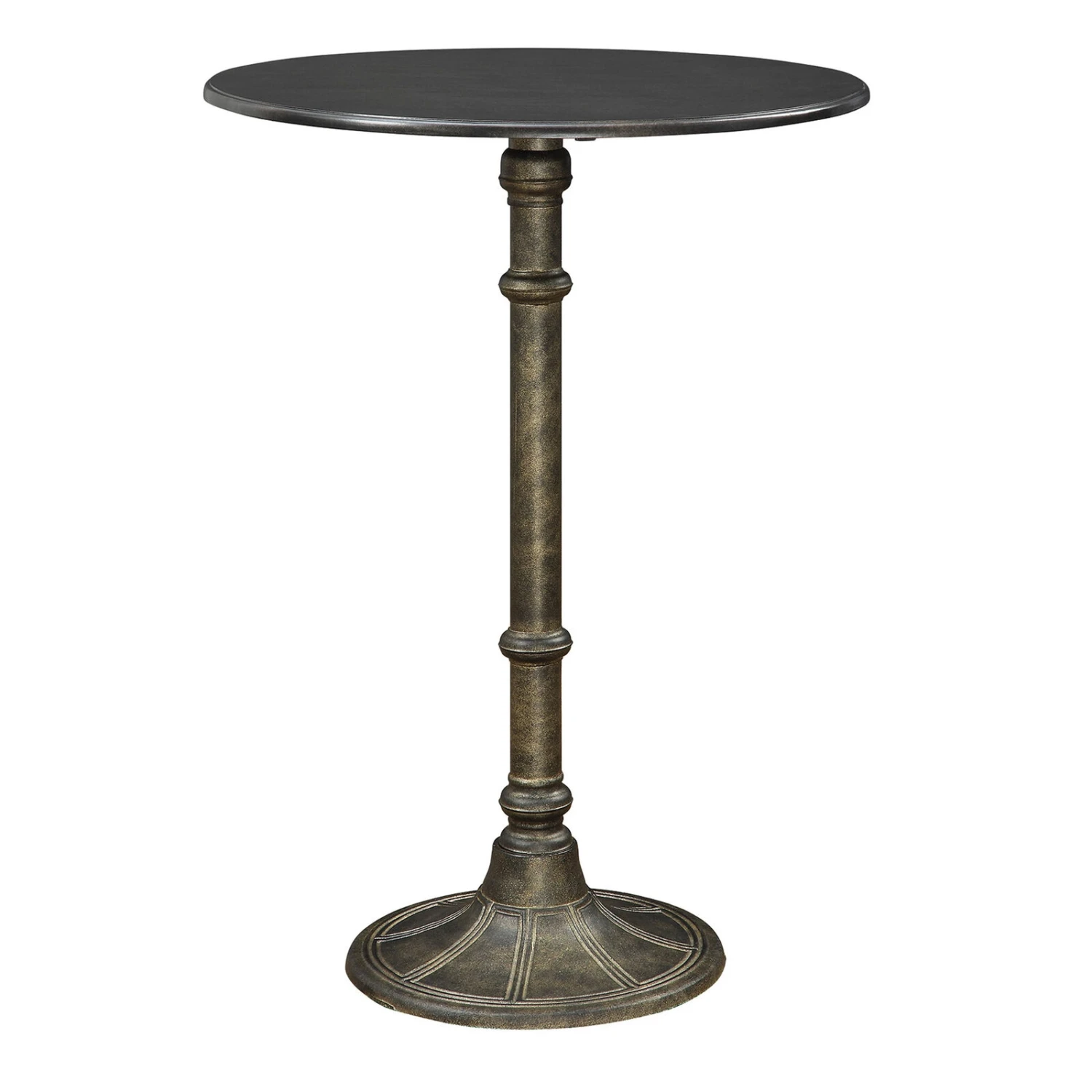 Round Industrial Metal Counter Height Table, Black-Benzara 3 Round Industrial Metal Counter Height Table, Black-Benzara