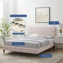 Modway - Phillipa Performance Velvet King Platform Bed -Home Furniture Shop 0e7afeb893bc478c82fb8cafaaee5172