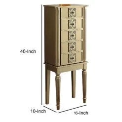 Wood Jewelry Armoire With 5 Drawers In Gold-Benzara -Home Furniture Shop 0f3ef744fc154bed919988b66822521b