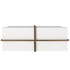 Belle 35 Inch Modern Wood Rectangular Coffee Table With Side Shelf, White And Brown-Benzara 17 Belle 35 Inch Modern Wood Rectangular Coffee Table With Side Shelf, White And Brown-Benzara -Home Furniture Shop 1041c9a1579e4188a0aab3ac1c3486d0