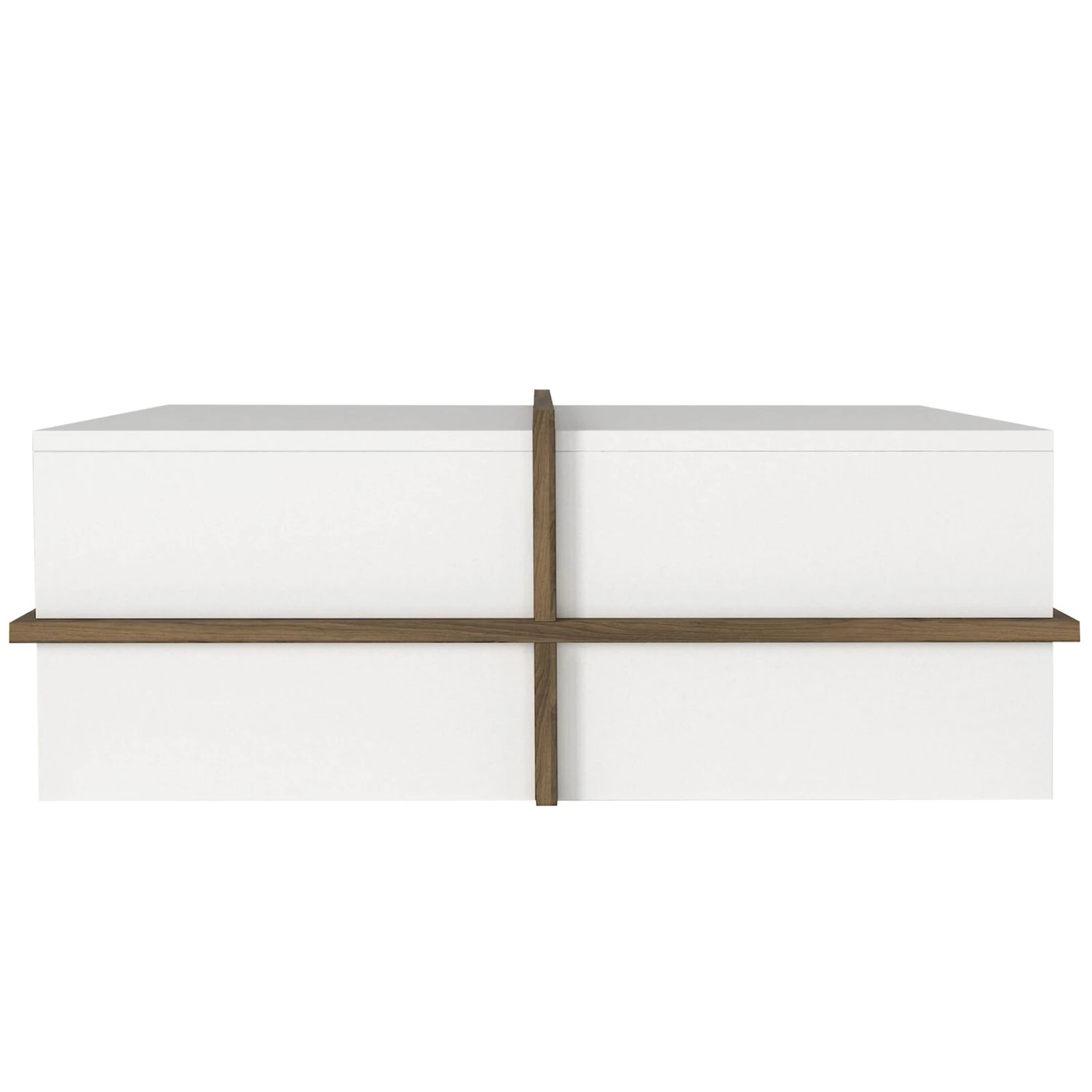 Belle 35 Inch Modern Wood Rectangular Coffee Table With Side Shelf, White And Brown-Benzara 8 Belle 35 Inch Modern Wood Rectangular Coffee Table With Side Shelf, White And Brown-Benzara - Image 6