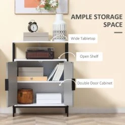 Kitchen Storage Cabinet With Door Cabinet And Open Compartment, Bathroom Cabinet Sideboard With Shelf For Living Dining Room, Grey 11 Kitchen Storage Cabinet With Door Cabinet And Open Compartment, Bathroom Cabinet Sideboard With Shelf For Living Dining Room, Grey -Home Furniture Shop 1284006b439a44e7be74b408a506cf84