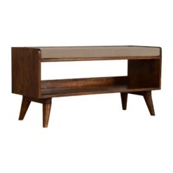Nordic Chestnut Finish Storage Bench With Seat Pad -Home Furniture Shop 139c5e4786db4cb0805747c10a27edf2