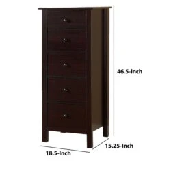 Contemporary Style 5 Drawer Wooden Chest With Straight Legs, Brown-Benzara -Home Furniture Shop 169a3984ff1147838fc4b588645aab33