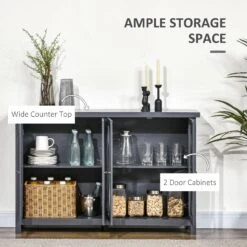 Elegant Kitchen Sideboard, Buffet Cabinet With Storage, Glass Doors, Adjustable Shelves For Living Room, Bedroom, Study, Grey -Home Furniture Shop 18200a313f62457eb608e743ef05db0f