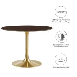 Modway - Lippa 40" Round Wood Grain Dining Table Gold Cherry Walnut -Home Furniture Shop 182f7ba7e1114119b883d346746041b2