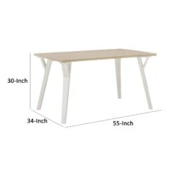 Quip 55 Inch Dining Table, White Wood, Smooth Melamine Surface, Angled Legs-Benzara -Home Furniture Shop 183b1b9462ea43ee856a79f979c08dea