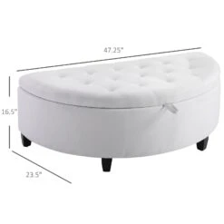 Half Moon Modern Luxurious Polyester Fabric Storage Ottoman Bench With Legs Lift Lid Thick Sponge Pad For Living Room, White 10 Half Moon Modern Luxurious Polyester Fabric Storage Ottoman Bench With Legs Lift Lid Thick Sponge Pad For Living Room, White -Home Furniture Shop 1a65ab5ede464d38af811069aed707cf