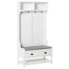 Coat Rack Stand Shoe Storage Bench Hall Tree Organizer With Hooks Shelves Drawers Padded Seat Cushion For Entryway Hallway, Foyer White -Home Furniture Shop 1ae603b8bc8745e980f5fca8b56125dd