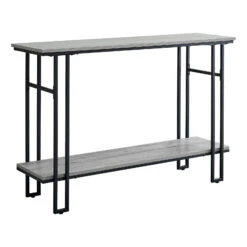 HomeRoots Rectangular Grey With Black Metal Hall Console Accent Table