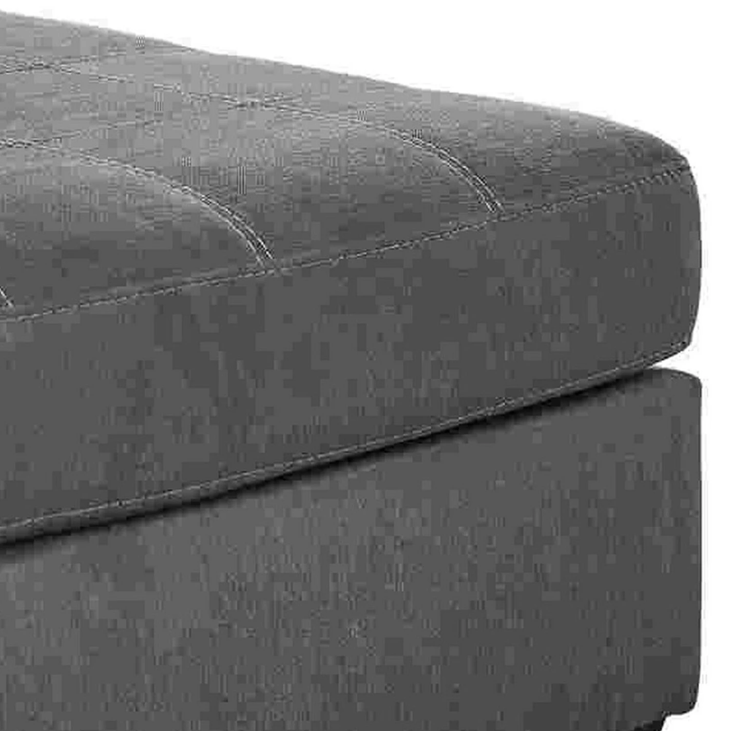 Oversized Accent Ottoman With Stitching Details, Dark Gray-Benzara 5 Oversized Accent Ottoman With Stitching Details, Dark Gray-Benzara - Image 3