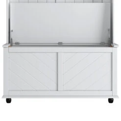 Hall Tree With 4 Hooks, Coat Hanger, Entryway Bench, Storage Bench, 3-in-1 Design, 40INCH, For Entrance, Hallway (White) -Home Furniture Shop 1cafbabec31048af9823028b03f9e8a7