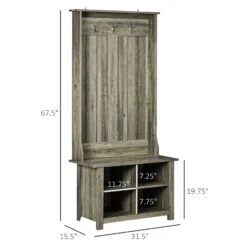 Classic Hall Tree, Accent Coat Tree With Shoe Storage Bench, Adjustable Shelves, 31.5" X 15.5" X 67.5", Grey 10 Classic Hall Tree, Accent Coat Tree With Shoe Storage Bench, Adjustable Shelves, 31.5" X 15.5" X 67.5", Grey -Home Furniture Shop 1cb3ac10c9a94d6b848b1675f2160025