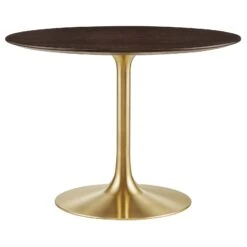Modway - Lippa 40" Round Wood Grain Dining Table Gold Cherry Walnut