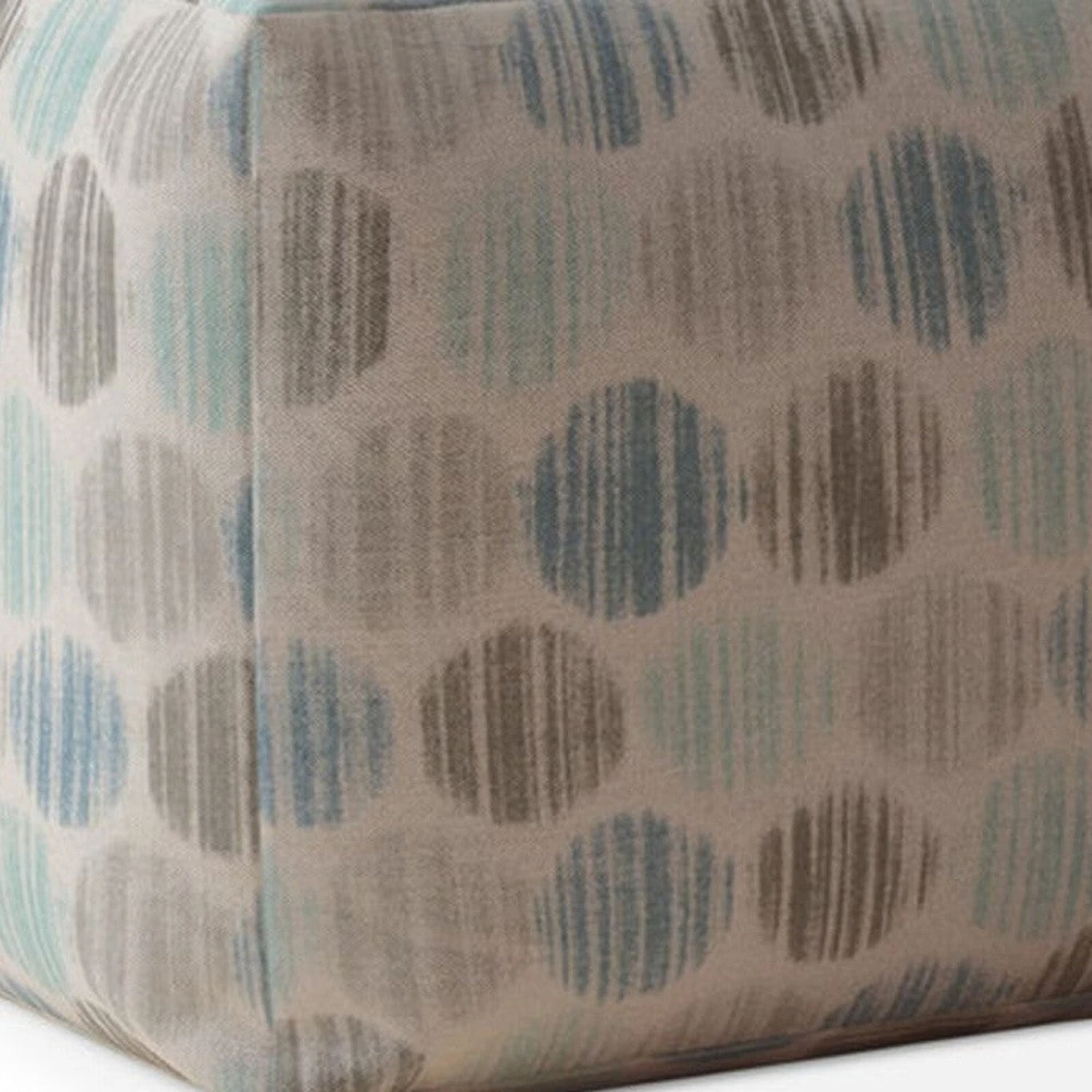 Homezia 17" Blue And Grey Flax Polka Dots Pouf Ottoman 6 Homezia 17" Blue And Grey Flax Polka Dots Pouf Ottoman - Image 4