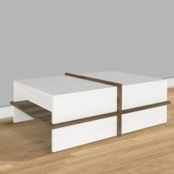 Belle 35 Inch Modern Wood Rectangular Coffee Table With Side Shelf, White And Brown-Benzara 19 Belle 35 Inch Modern Wood Rectangular Coffee Table With Side Shelf, White And Brown-Benzara -Home Furniture Shop 1e5ef6430a114628a921cbb4c08488de