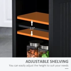 Freestanding Kitchen Island Cabinet, Wooden Kitchen Island Table With Drop Leaf, Fluted-Style Storage Cabinet With Adjustable Shelves, Black -Home Furniture Shop 1e8d81cdfcd447739822c59b0a9518fa