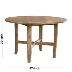 47 Inch Farmhouse Style Round Wooden Dining Table, Rustic Brown-Benzara -Home Furniture Shop 1f0f15181af14daa9b2b1efc06d9945e