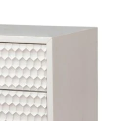 Rexi 26 Inch 2 Drawer Nightstand, Honeycomb, Mahogany Wood, White, Gold-Benzara 11 Rexi 26 Inch 2 Drawer Nightstand, Honeycomb, Mahogany Wood, White, Gold-Benzara -Home Furniture Shop 21630f36416f42cc904649cb21245658