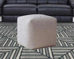Homezia 17" Grey Cotton Abstract Ottoman -Home Furniture Shop 22f0ed15867641ec9d8bcfb7b06ed9d6