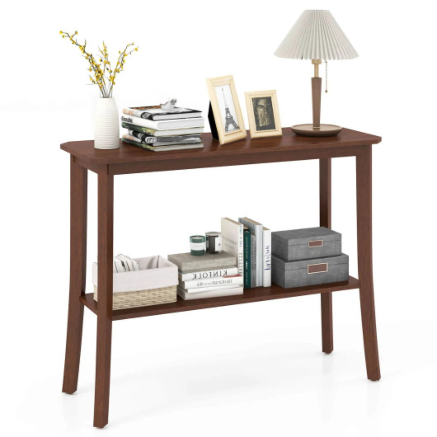 2-Tier Freestanding Wooden Console Table With Open Shelf 4 2-Tier Freestanding Wooden Console Table With Open Shelf - Image 2