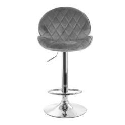 Elama 2 Piece Diamond Tufted Velvet Material Adjustable Bar Stool In Gray With Chrome Trim And Base -Home Furniture Shop 25b83a3345f44f8d9fb11590304071ef