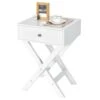 QuikFurn Retro White X-Shape 1 Drawer Nightstand Coffee Table -Home Furniture Shop 2745ea564ff14e1799a58c9900b251a3